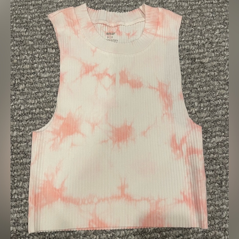 Aerie Pink and White Tie-Dye Top